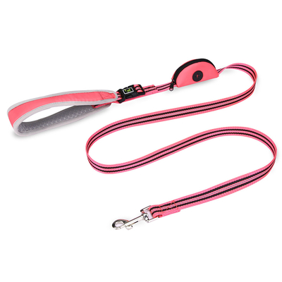 Reflective Padded Nylon Dog Leash With Handle Poop Bag Holder