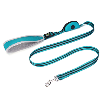 Reflective Padded Nylon Dog Leash With Handle Poop Bag Holder