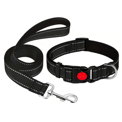 Reflective Adjustable Basic Simple Nylon Dog Collars With Locking Buckle