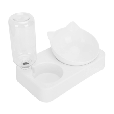 Plastic Automatic Cat Feeder Water Dispenser Water Fountain Cat Pet Drinking With Food Bowl