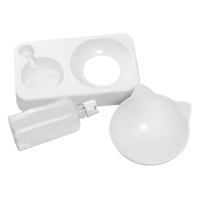 Plastic Automatic Cat Feeder Water Dispenser Water Fountain Cat Pet Drinking With Food Bowl
