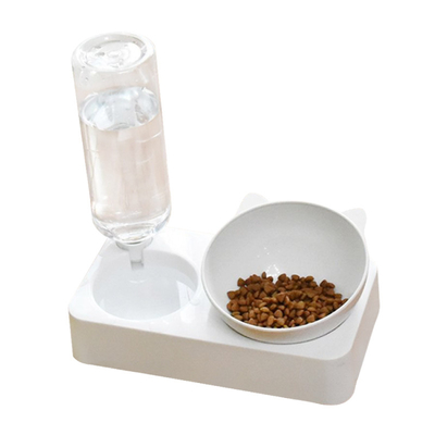 Plastic Automatic Cat Feeder Water Dispenser Water Fountain Cat Pet Drinking With Food Bowl