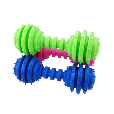 4.5 X 12cm Durable TPR Dog Cat Dumbbell With Bell Bite Chew Toy Barbell Toy