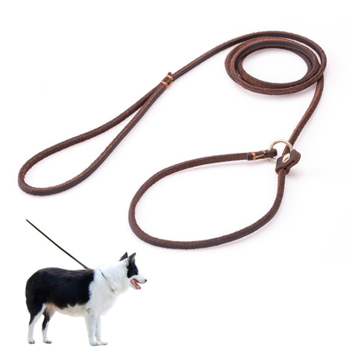 Genuine Leather Dog Collar And Soft Slip Lead Leash For Comfortable Control