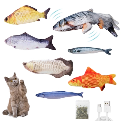 USB Charging Plush Electric Flopping Cat Toy Fish Moving With Catnip
