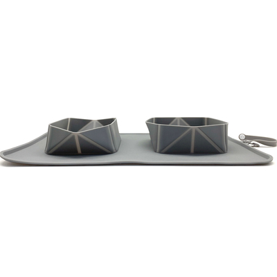 Collapsible Silicone Travel Outdoor Pet Portable Double Travel Water And Food Bowl
