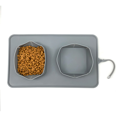 Collapsible Silicone Travel Outdoor Pet Portable Double Travel Water And Food Bowl