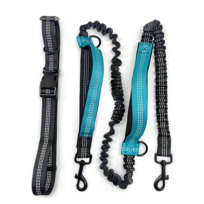 Dual Handle Elastic Bungee Hands Free Dog Running Leash With Adjustable Waist Belt
