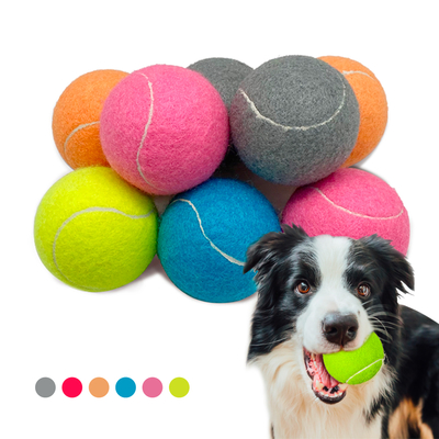 Custom Logo Squeaky Multi Color Dog Tennis Balls Bulk Chew and Throw Toys