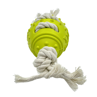 Olive Shaped Rubber Pet Toy With Cotton Rope Durable Chew Toy For Dogs And Cats