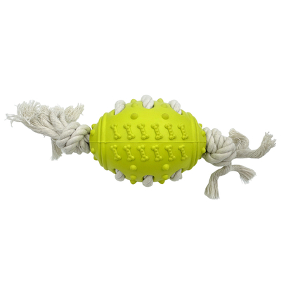 Olive Shaped Rubber Pet Toy With Cotton Rope Durable Chew Toy For Dogs And Cats