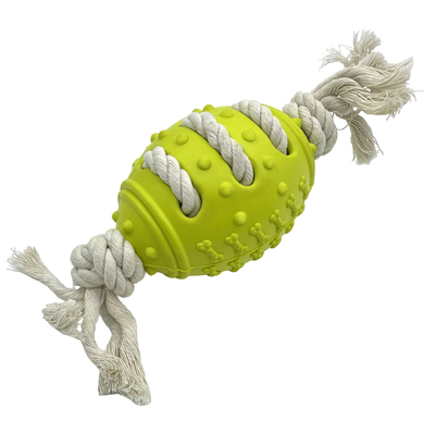 Olive Shaped Rubber Pet Toy With Cotton Rope Durable Chew Toy For Dogs And Cats
