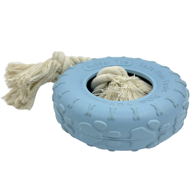 Rubber Tire Shaped Dog Toy With Cotton Rope, Durable, Oral Health Care