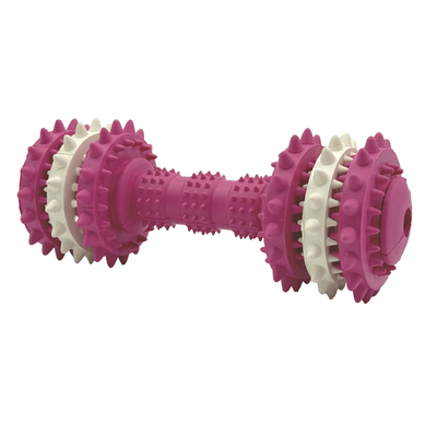 Durable Rubber Dog Chew Toy Dumbbell Shape With Teeth Cleaning Bumps