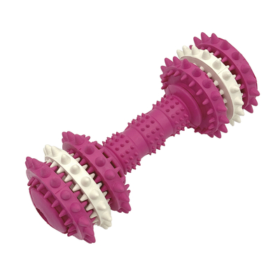Durable Rubber Dog Chew Toy Dumbbell Shape With Teeth Cleaning Bumps