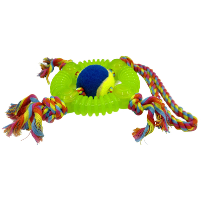 TPR Pet Tennis Ball Rope Dog Toy For Chewing Tugging And Fetching