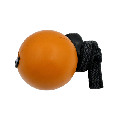 Orange Rubber Ball With Rope Dog Toy Durable For Chewing Tugging Fetching