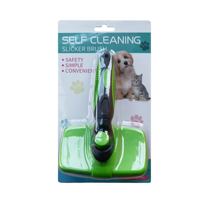 Self Cleaning Dog Brush With Non Slip Handle Removes Loose Hair Tangles