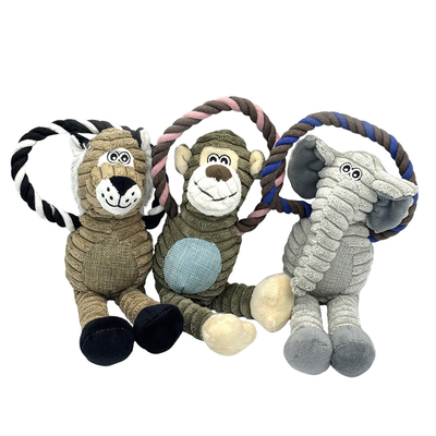 Squeaky Plush Rope Dog Toy Durable Interactive Teething Anxiety Relief Toy