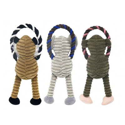 Squeaky Plush Rope Dog Toy Durable Interactive Teething Anxiety Relief Toy