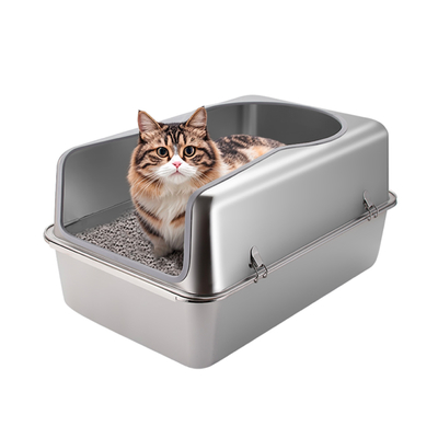 Easy Cleaning Enclosed Cat Litter Box Stainless Steel Non Sticky