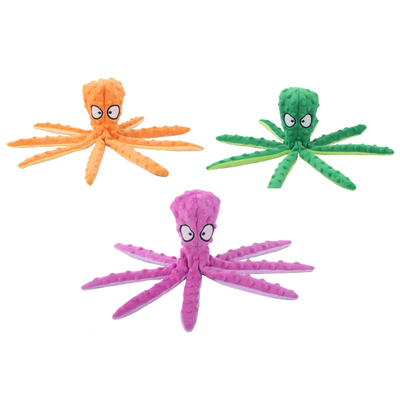 Octopus No Stuffing Crinkle Plush Dog Toys Dog Squeaky Toys Interactive Chew Toys