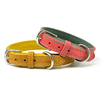 Colored Genuine Leather Pet Collar – Stylish, Durable, Comfortable Fit