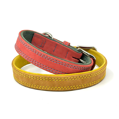 Colored Genuine Leather Pet Collar – Stylish, Durable, Comfortable Fit