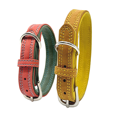 Colored Genuine Leather Pet Collar – Stylish, Durable, Comfortable Fit
