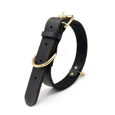 Genuine Leather Dog Collar – Durable, Comfortable, Adjustable, Classic Style