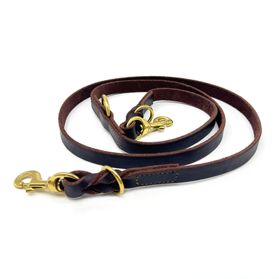 Multifunctional Genuine Leather Dog Leash – Adjustable, Durable & Versatile