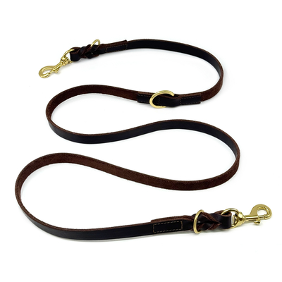 Multifunctional Genuine Leather Dog Leash – Adjustable, Durable & Versatile