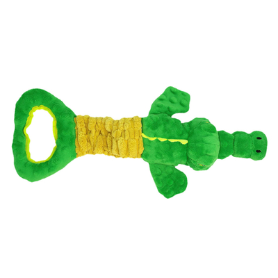 Large Alligator Plush Dog Toy – Squeaky Crinkle Chew Toy With Tug Of War Handle