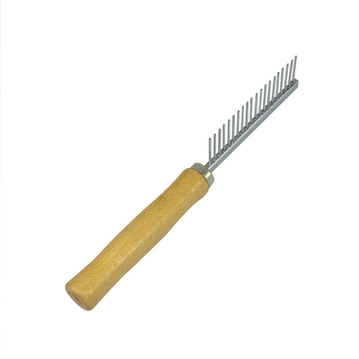 Pet Needle Comb Wooden Handle Dog Cat Grooming Brush Deshedding Flea Tool