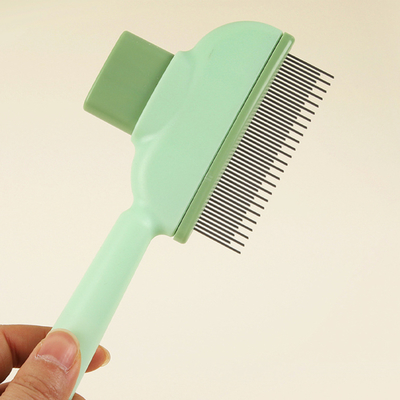 Pet Hair Removal Comb Flea Comb Self-cleaning With Release Button Easy Grooming For Cats Dogs.