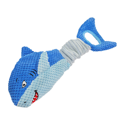 Interactive Shark Plush Dog Toy Squeaky Durable Chew Toy For Large Small Dogs