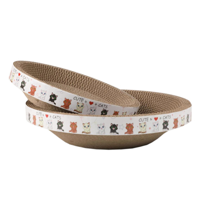 Cat Scratcher Bowl Bed Corrugated Cardboard Lounge Pad For Cats To Scratch Rest