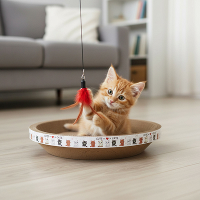 Cat Scratcher Bowl Bed Corrugated Cardboard Lounge Pad For Cats To Scratch Rest