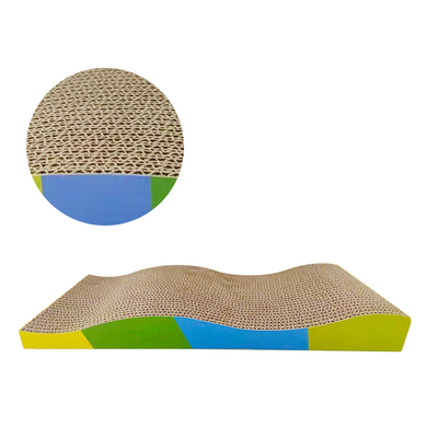 Durable Cardboard Cat Scratcher Play Mat Rainbow Texture Upright Shell Design