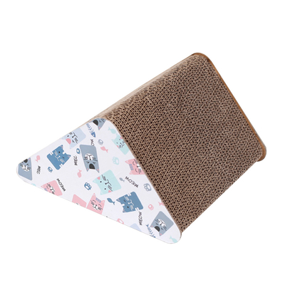 Triangle Cat Scratcher Bed With Bell Durable Corrugated Cardboard Playhouse Toy