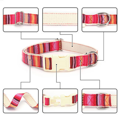 Soft Cotton Pet Collar With Durable Plastic Buckle Comfortable Adjustable Safe