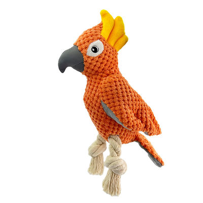 Orange Bird Pet Plush Toy Squeaky Durable Rope Legs Chew Interactive Dog Play
