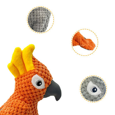 Orange Bird Pet Plush Toy Squeaky Durable Rope Legs Chew Interactive Dog Play