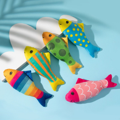 Cartoon Fish Cat Toy Interactive Chewable Plush Soft PP Cotton For Cats