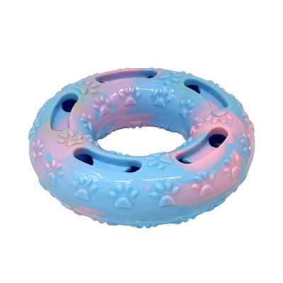 Donut Shape TPR Pet Toy Chew Resistant Durable Treat Dispenser Interactive Toy For Dogs