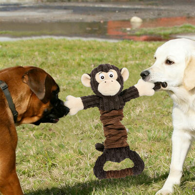 Dog Squeaky Plush Toy Gorilla Shaped For Aggressive Chewers Interactive Toy With Crinkle Paper