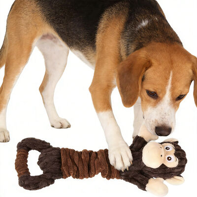 Dog Squeaky Plush Toy Gorilla Shaped For Aggressive Chewers Interactive Toy With Crinkle Paper