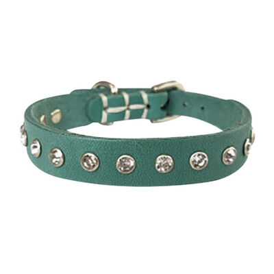 Dog Genuine leather Collar Bling Rhinestone Puppy Collar Adjustable Studded Dog Collar
