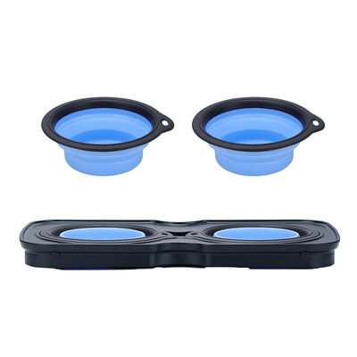 Raised Dog Food Bowl Set Elevated Silicone Pet Food Bowl With Stand For Dogs And Cats