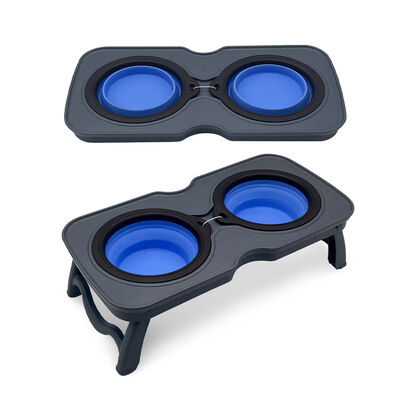 Raised Dog Food Bowl Set Elevated Silicone Pet Food Bowl With Stand For Dogs And Cats